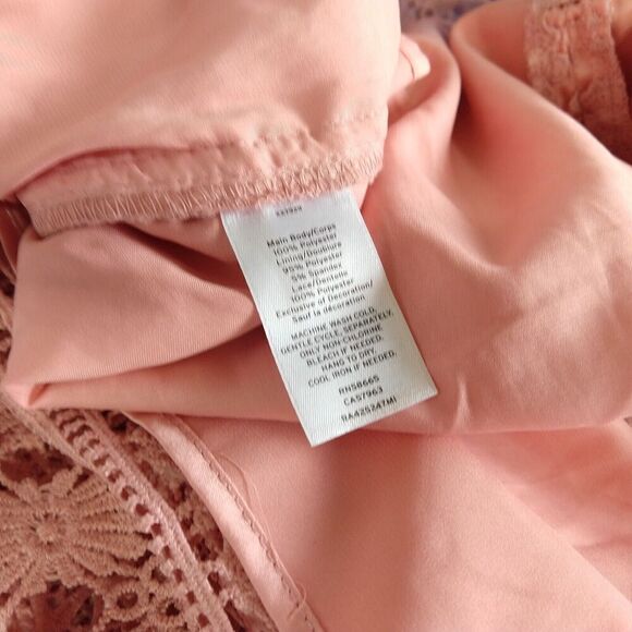 Rachel Parcell Pink Lace Sheath Dress Size S Velvet Coquette Crochet Pencil - Picture 10 of 10